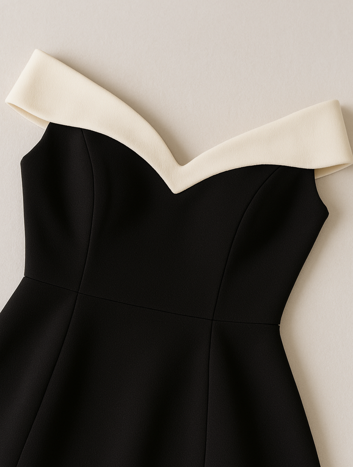 Chic women's A-line mini dress with an off-the-shoulder design. A fashionable choice for parties and evenings.