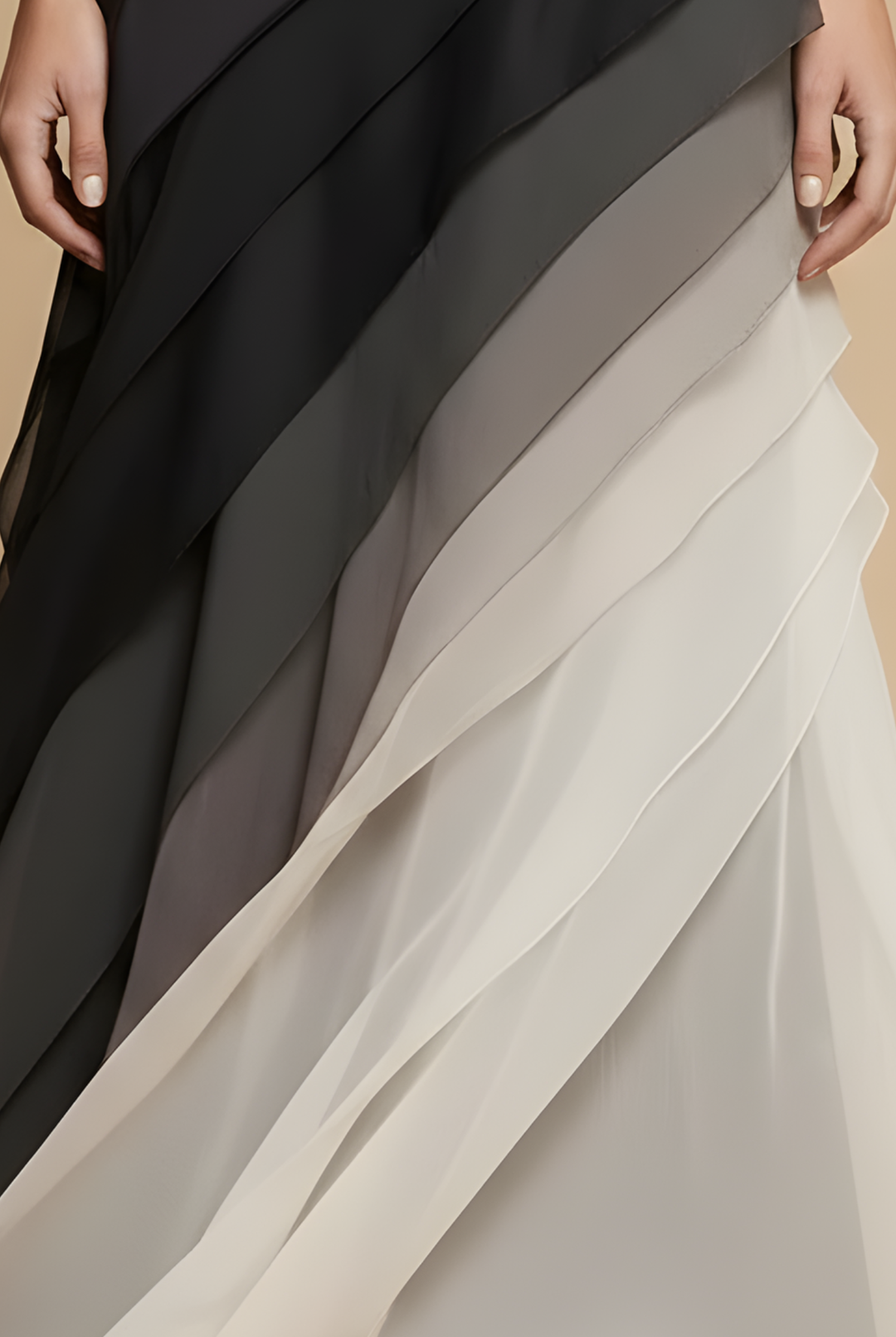 Luxurious women's black ombre tiered maxi dress. Elegant formal evening gown for special occasions & events.