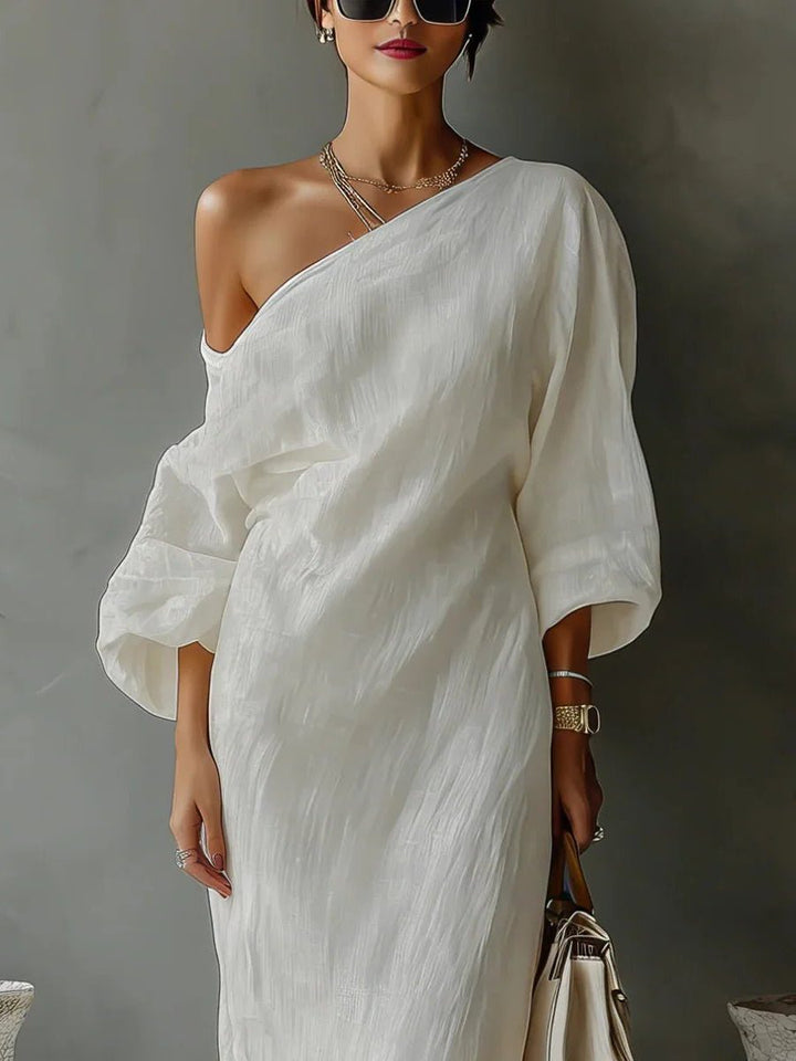 Stylish one-shoulder maxi dress for women, featuring an asymmetrical design, ideal for summer vacations and resort wear.