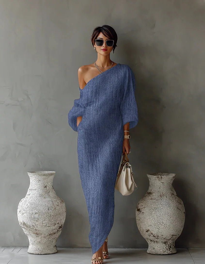Versatile women's asymmetrical one-shoulder maxi dress, suitable for elegant summer events or casual resort outings.