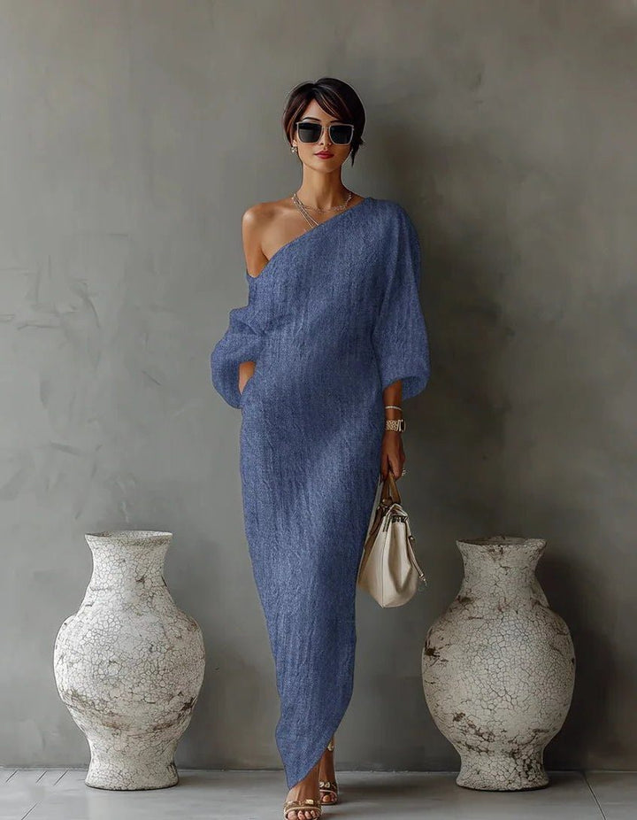 Versatile women's asymmetrical one-shoulder maxi dress, suitable for elegant summer events or casual resort outings.