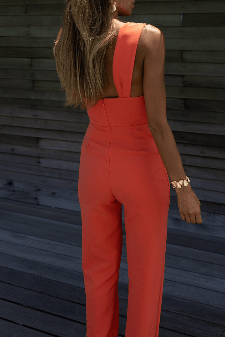 Sophisticated women's one-shoulder jumpsuit, a stylish one-piece for versatile fashion & parties.