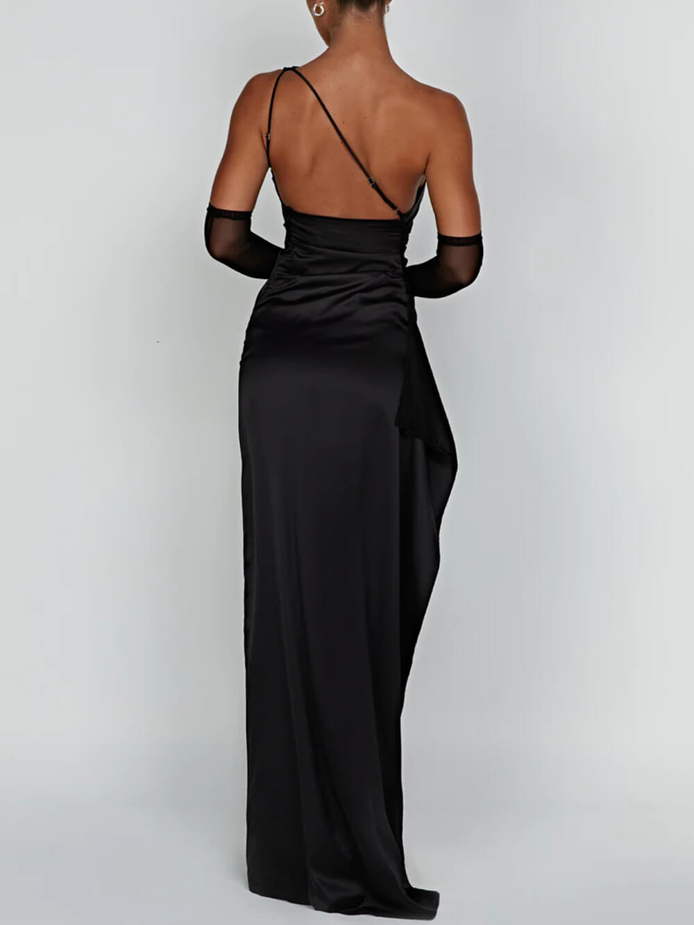 Beautiful women's one-shoulder formal dress with a high slit, a sophisticated choice for occasions.
