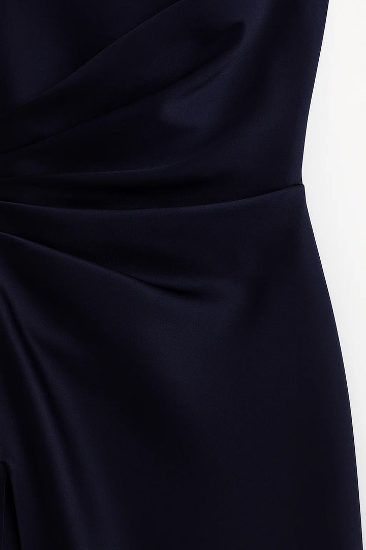 Stunning women's elegant one-shoulder maxi dress with a flattering high split, suitable for special occasions.