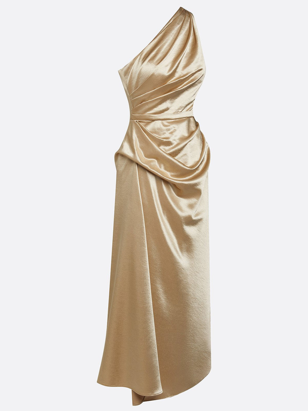 Classic sheath midi dress featuring a flattering one-shoulder design.