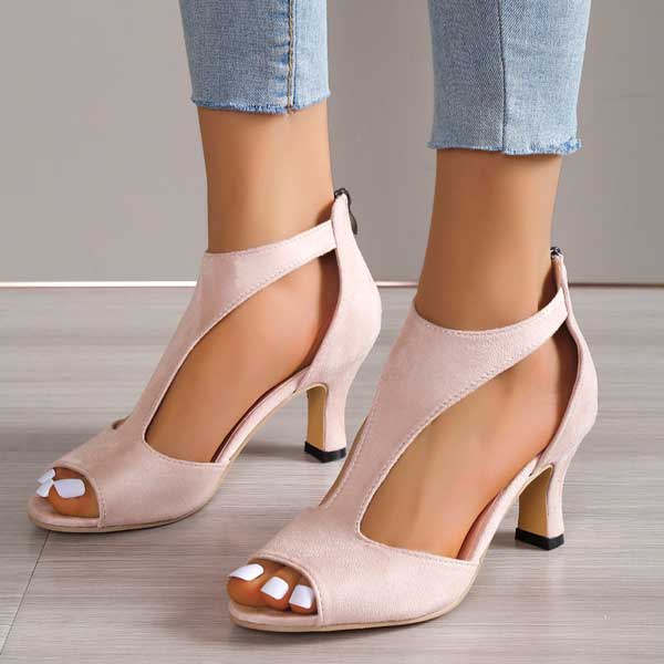 Black orthopedic open toe heels for women, meticulously designed for sleek style, superior foot support & comfort.