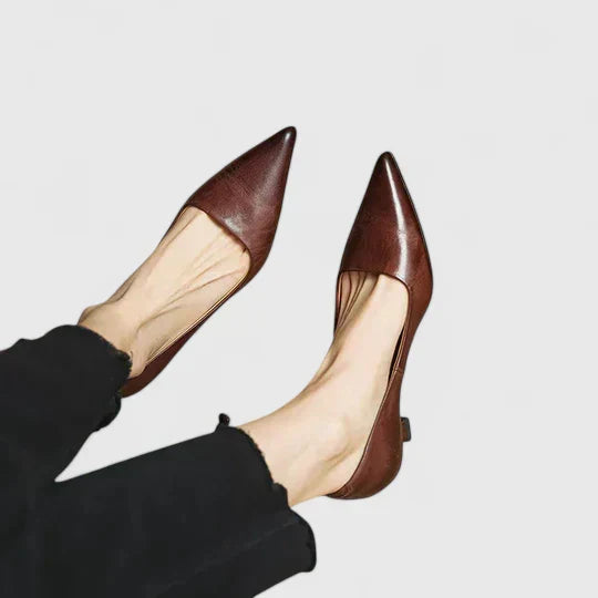 Front view of sophisticated women's orthopaedic dress heels, blending style & comfort perfectly.