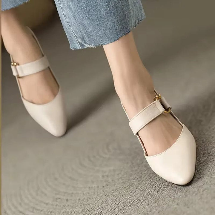 Women's comfortable orthopaedic slingback heels, chic pointed toe, gold detail. Elegant footwear for events.