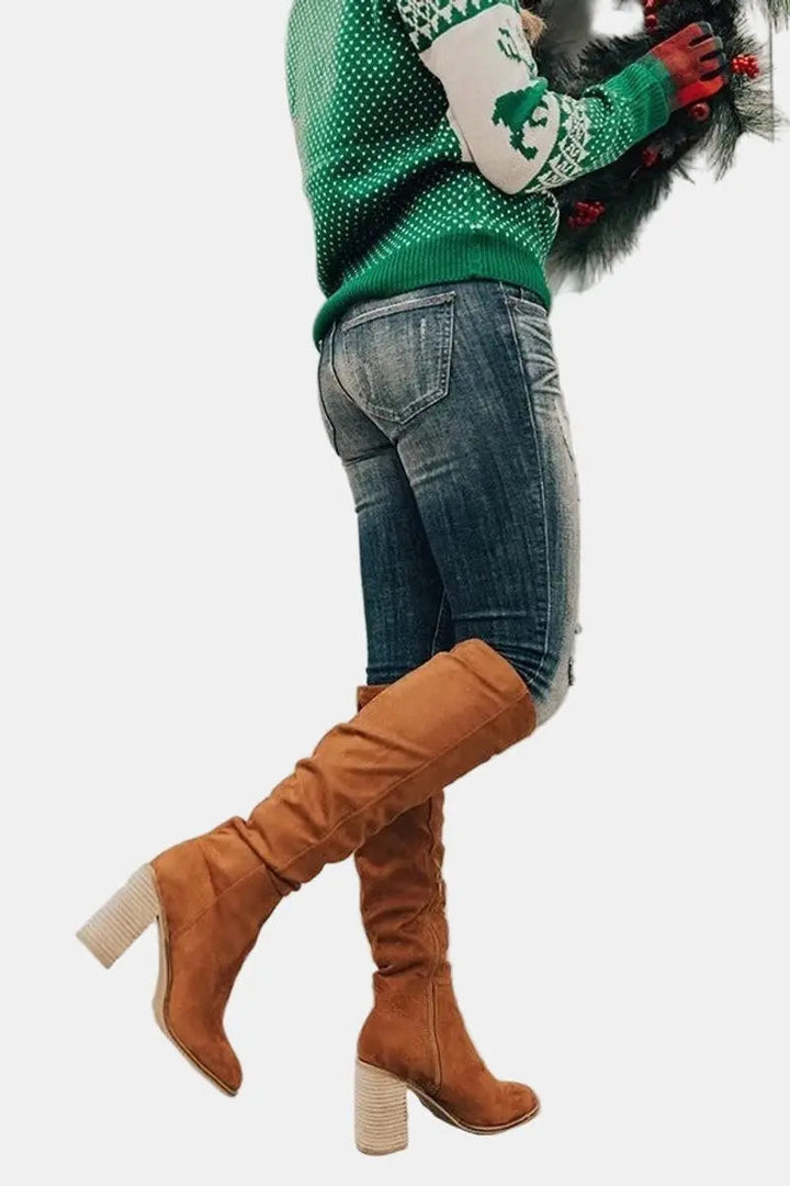 Women's elegant over-the-knee block heel boots designed for maximum comfort and style.