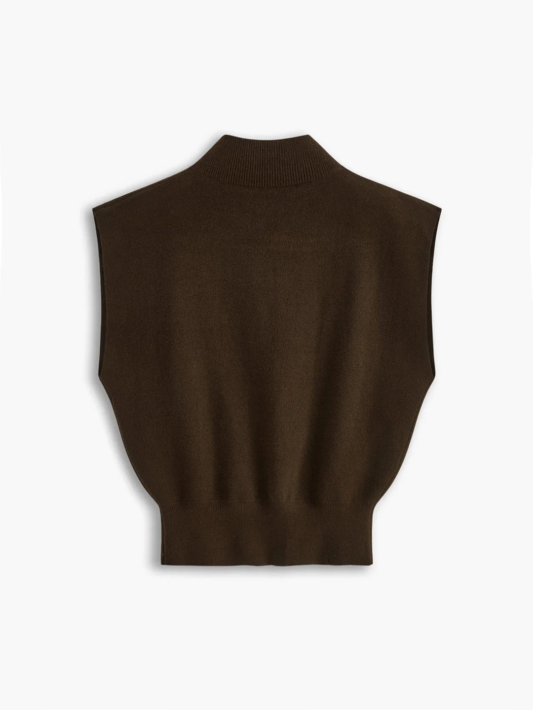 Everyday women's mock-neck top, featuring structured padded shoulders and short cap sleeves.