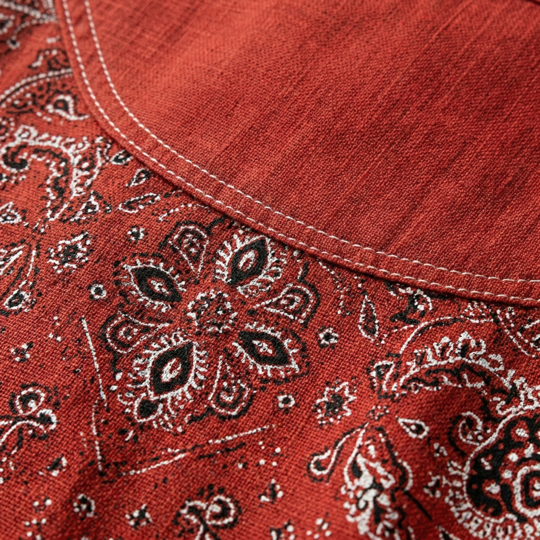 Versatile women's paisley long sleeve blouse, offering effortless style for both casual and office settings.