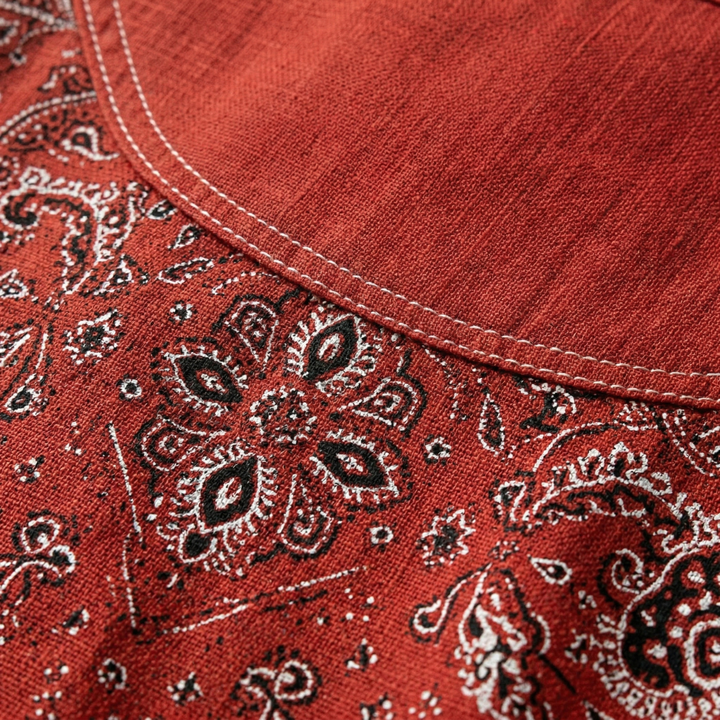 Versatile women's paisley long sleeve blouse, offering effortless style for both casual and office settings.
