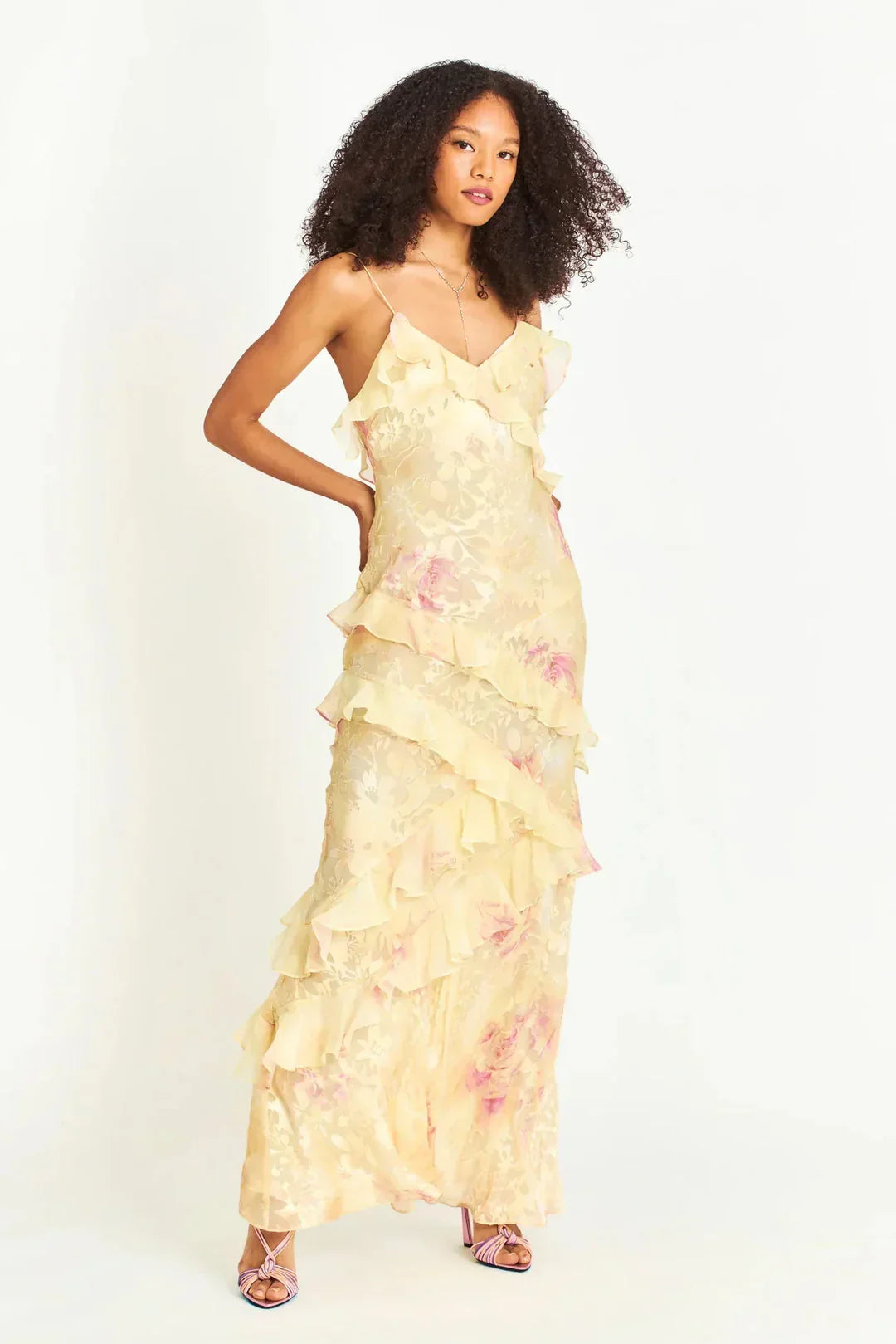 Ethereal pastel ruffle dress for women, combining elegance and comfort for parties.