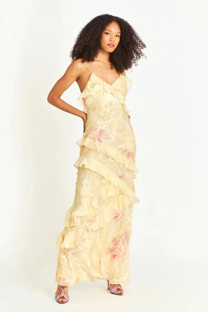 Ethereal pastel ruffle dress for women, combining elegance and comfort for parties.
