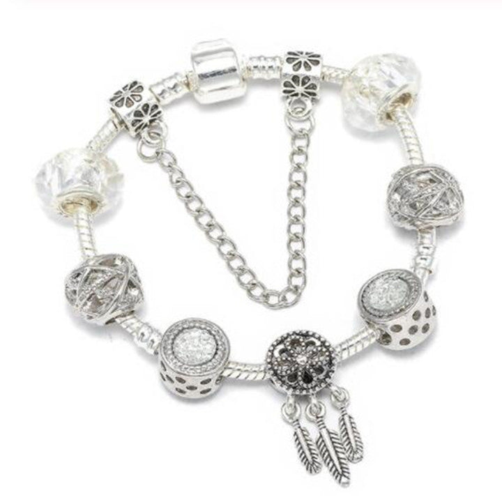 Elegant women's peach blossom charm bracelet. Perfect fashion jewelry for a stylish look or as a versatile gift for her.