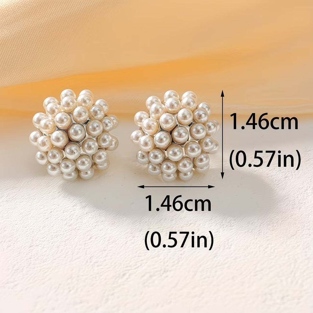 Stylish women's pearl dome stud earrings, a classic and elegant jewelry accessory suitable for her. Hypoallergenic.