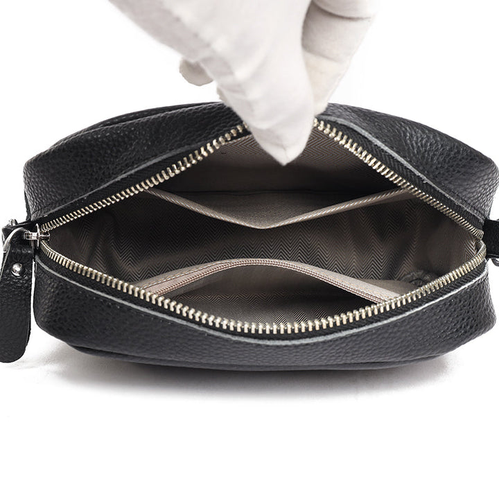 Front view of classic women's elegant pebble texture crossbody bag, a timeless versatile fashion accessory.
