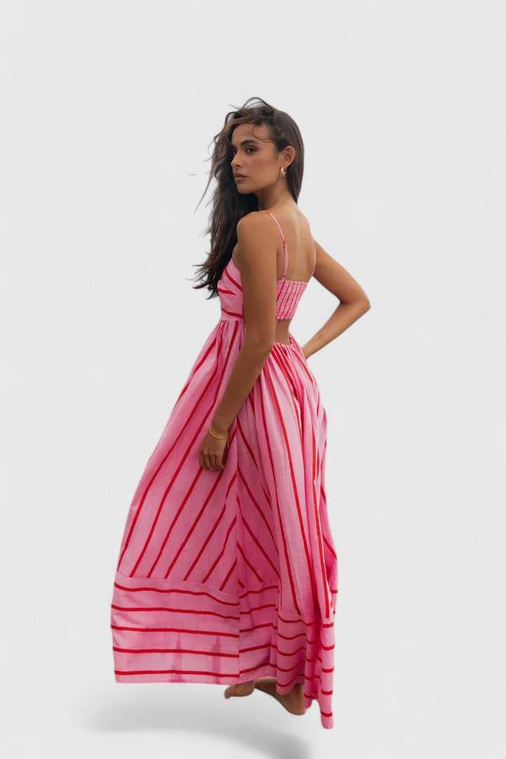 Beautiful pink maxi dress, a versatile long dress with a flowing design, perfect for summer casual or elegant evenings.