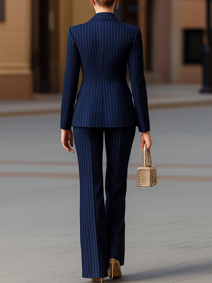 Tailored women's suit set in elegant pinstripe for professional settings