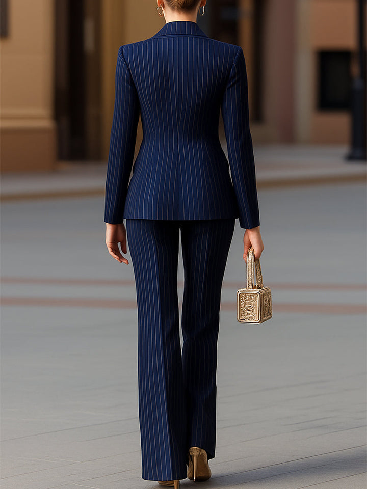 Tailored women's suit set in elegant pinstripe for professional settings