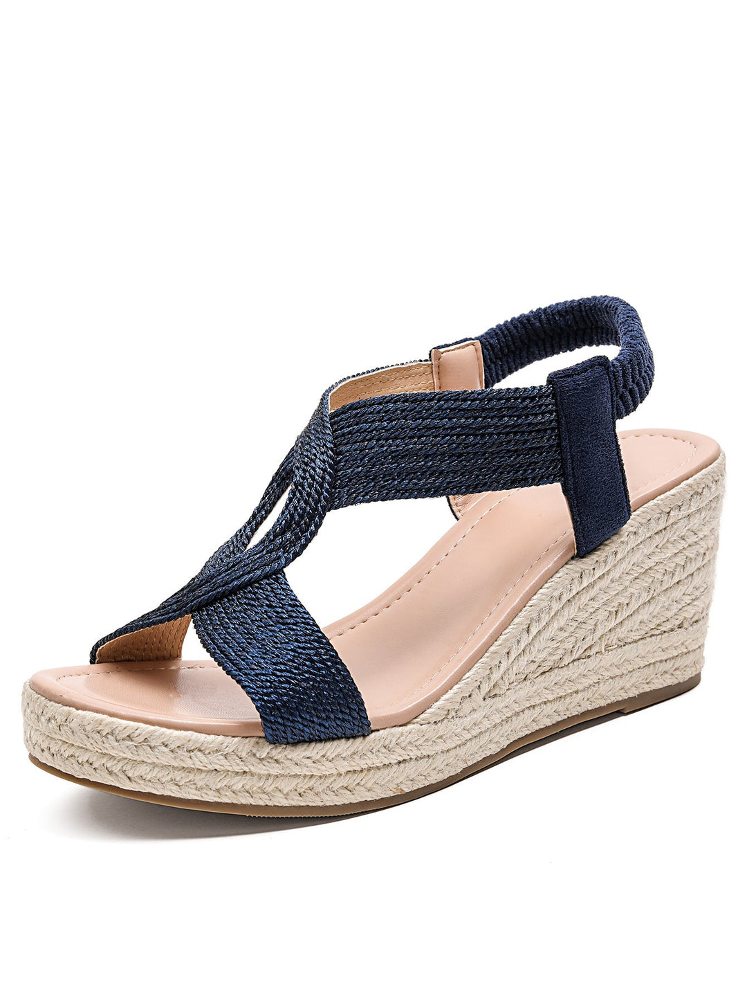 Criss-cross strap women's platform wedge sandals, offering a secure fit and fashionable summer elegance.