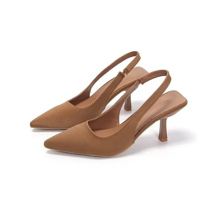 Modern women's pointed toe kitten heel slingbacks, stylish & comfortable workwear dress sandals.