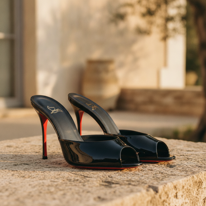 Elegant women's pointed toe stiletto mules in black, perfect for evening wear, weddings, and parties.