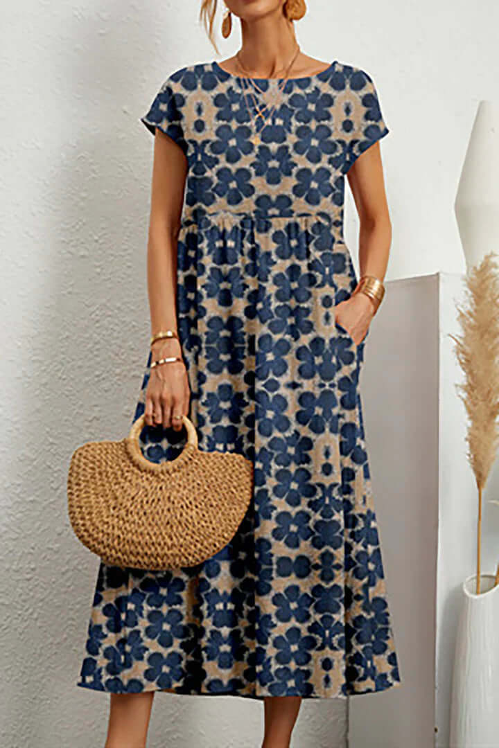 Stylish women's printed party dress, an elegant summer fashion piece for casual or chic events.