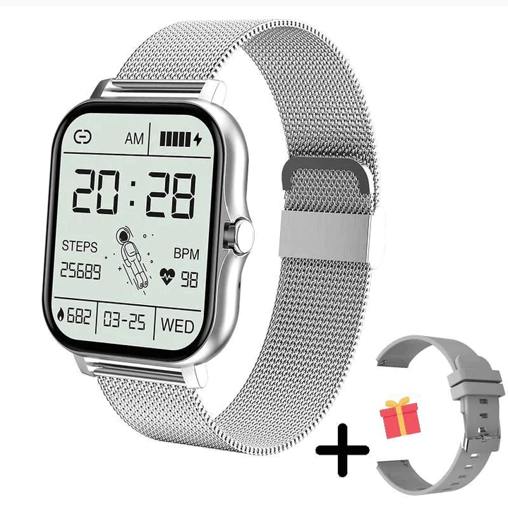 Stylish gold women's fitness tracker smartwatch, perfect for everyday wear.