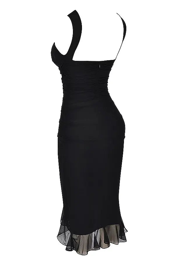 Casual yet elegant women's ruffle midi dress. Perfect summer dress, versatile for various occasions.
