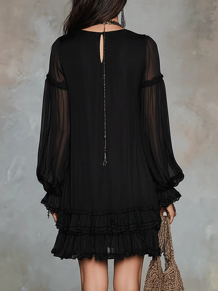 Stylish women's ruffle mini dress for summer. Comfortable & casual short dress, ideal for everyday chic fashion.