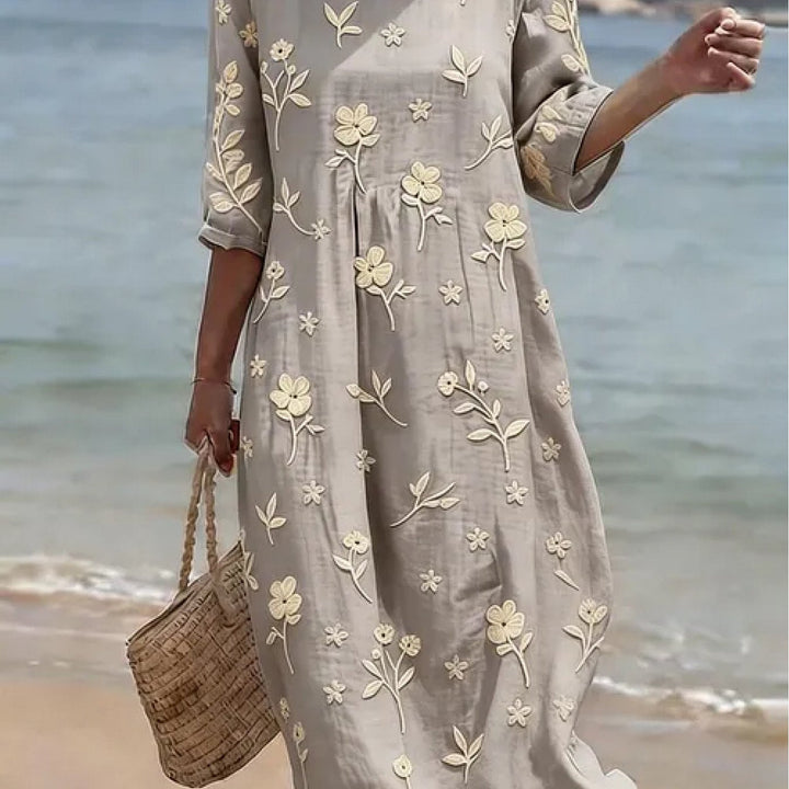 Versatile women's elegant wrap dress with ruffles & midi length, ideal for effortless style & occasion wear.