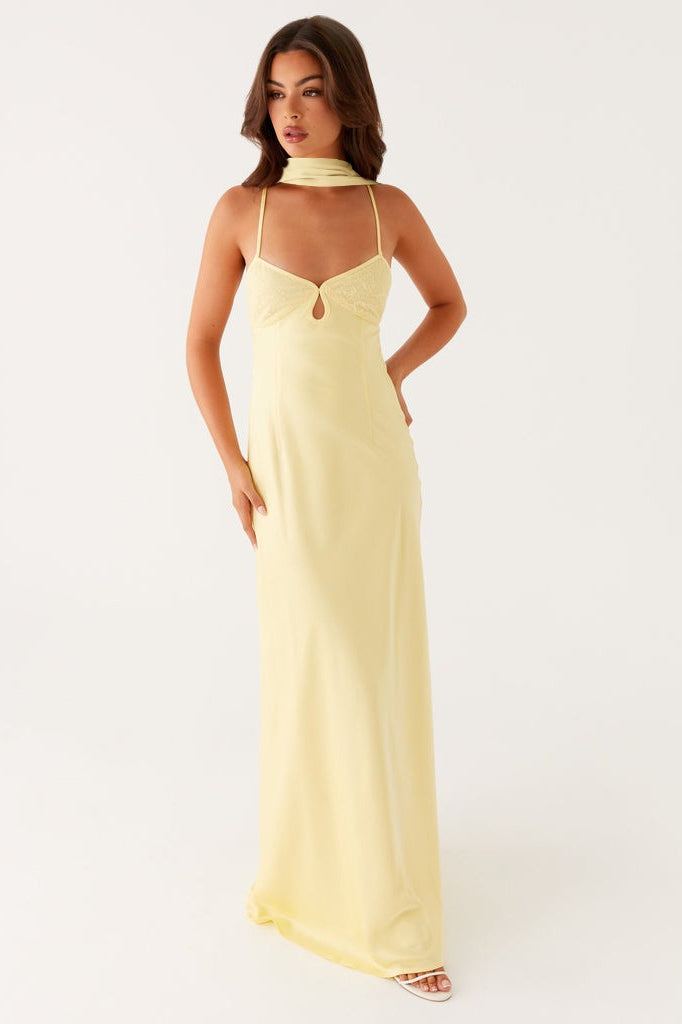 Chic V-neck satin maxi dress for women, perfect for special occasions with tie back.