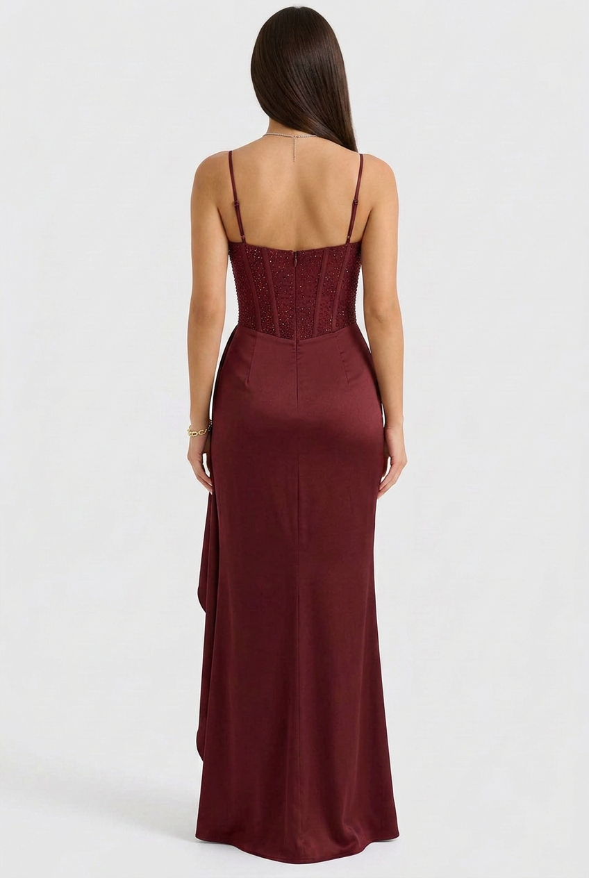 Glamorous women's sequin & corset formal gown, a luxurious choice for elegant parties & evening wear.