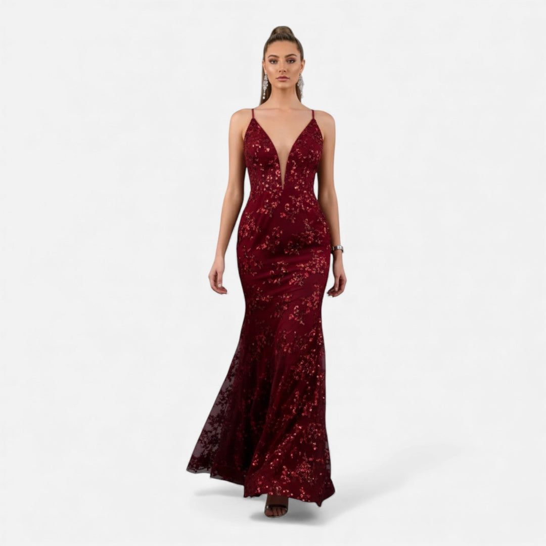 Stunning sequin maxi dress for women, an elegant evening gown perfect as a party or gala dress.