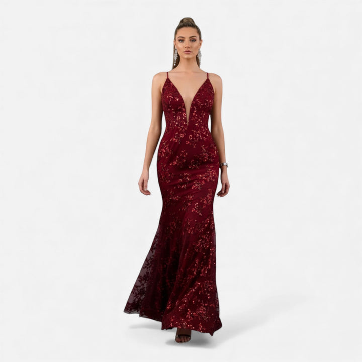 Stunning sequin maxi dress for women, an elegant evening gown perfect as a party or gala dress.