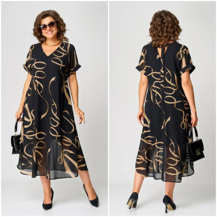 Elegant women's short sleeve dress, perfect for spring/summer comfort and chic daily wear.