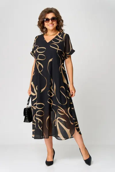 Versatile women's short sleeve dress, elegant yet comfortable for spring/summer fashion and daily wear.