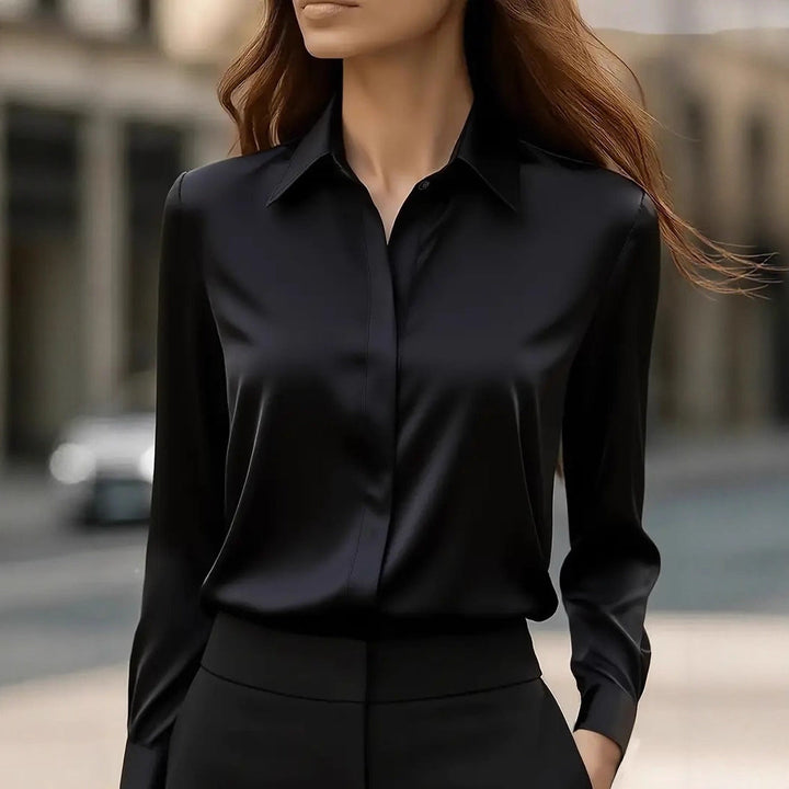 Elegant women's silk blouse with timeless chic style, perfect for versatile fashion.