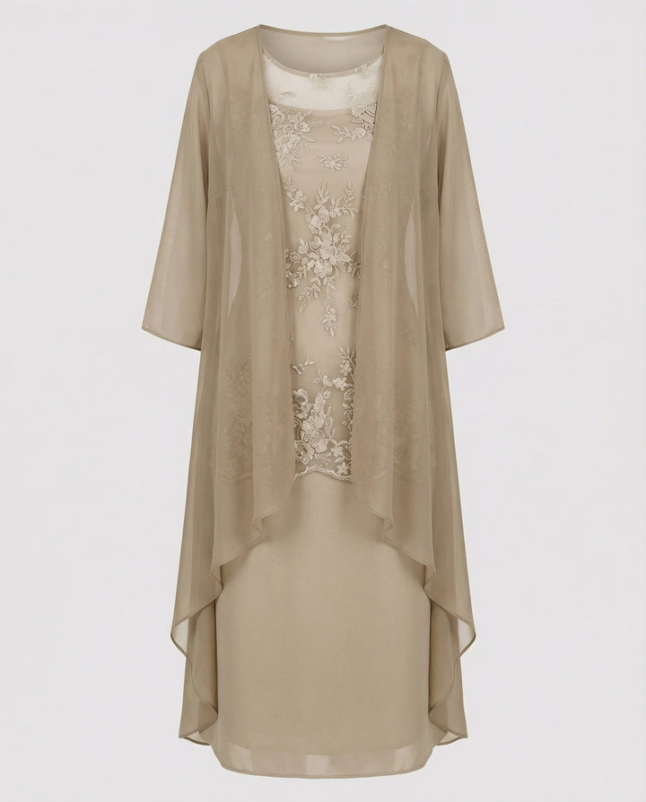 Stylish women's yellow two-piece set, featuring a 3/4 sleeve top & comfy pants for elegant wear.