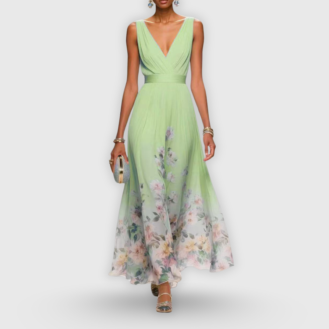 Beautiful women's floral sleeveless dress for ultimate comfort, suitable for elegant summer events or daily casual wear.