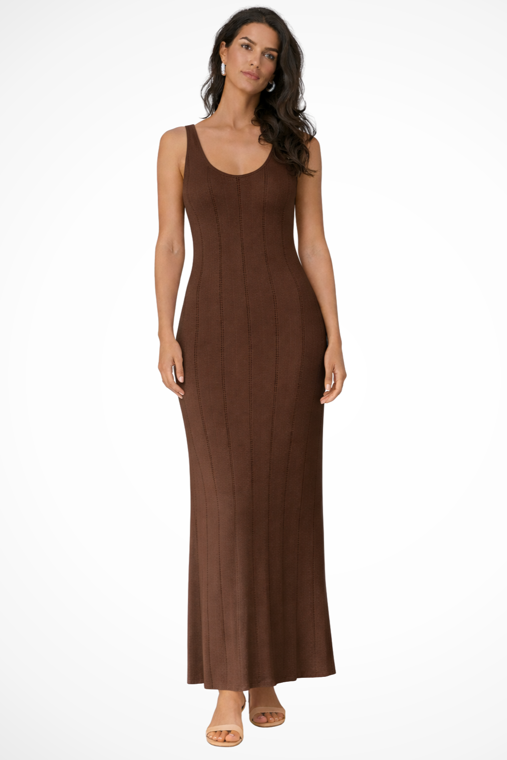 Formal sleeveless maxi dress for women featuring a deep V-neckline, suitable for various elegant occasions.