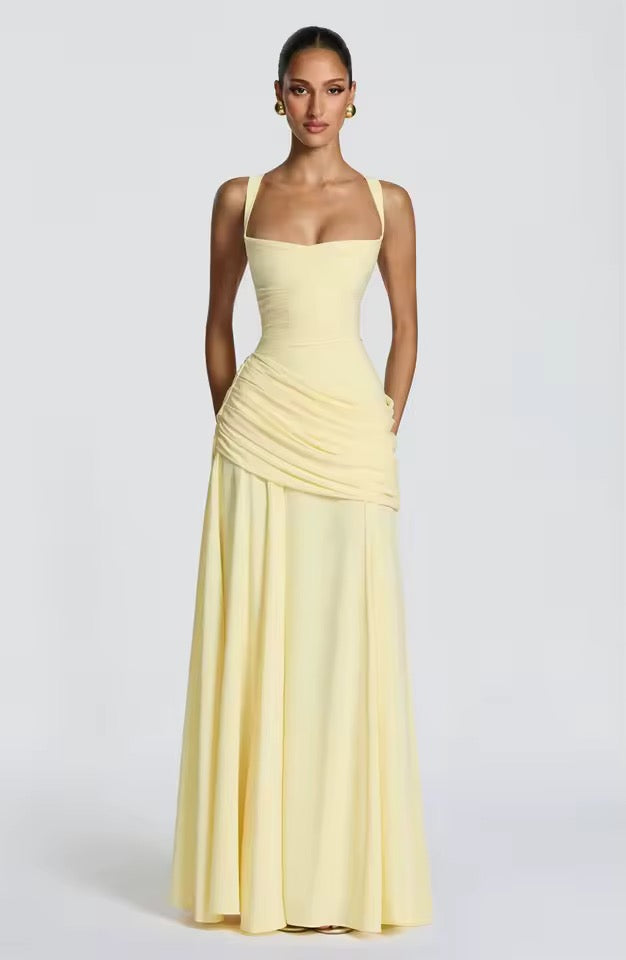 Stylish women's sleeveless maxi dress with a flattering sweetheart neck, great for casual elegance & summer outfits.
