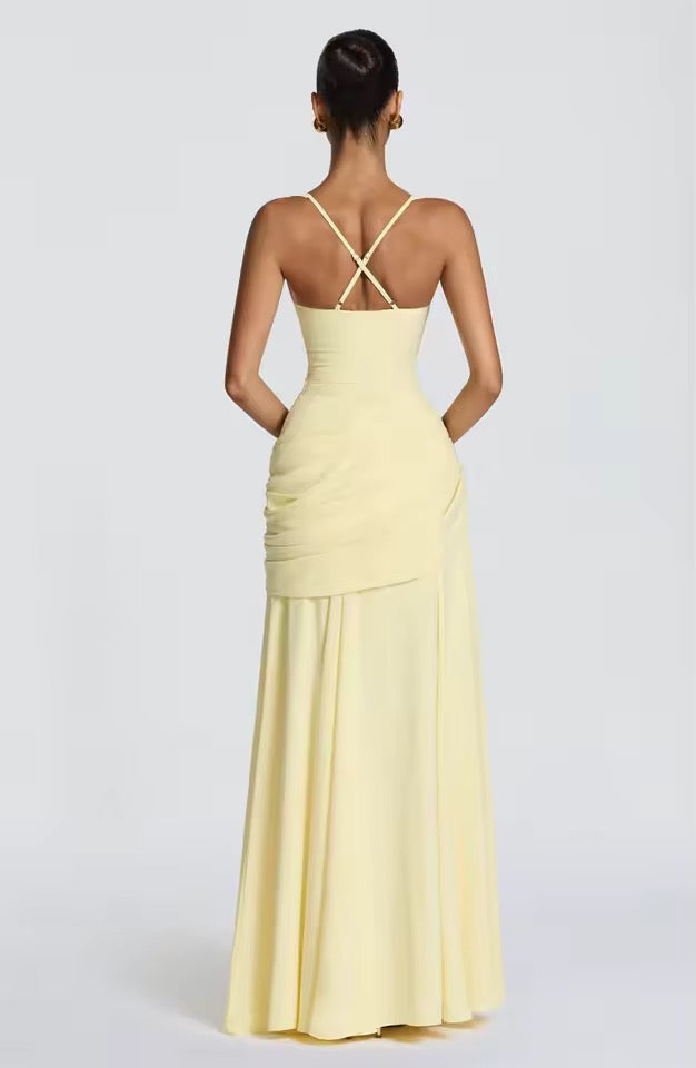 Chic women's summer maxi dress with a sweetheart neckline and sleeveless cut, perfect for holidays & special events.