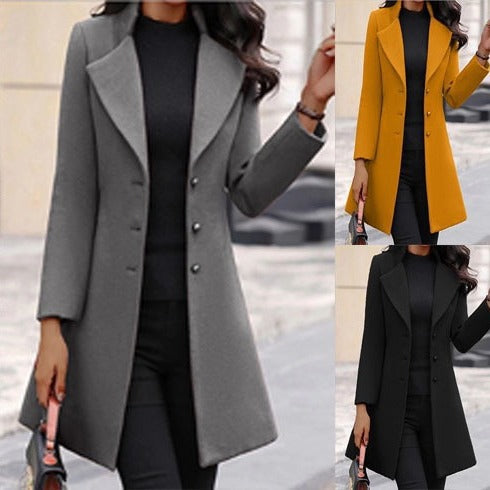 Elegant women's slim-fit classic jacket with a notch collar, ideal for business wear & stylish female fashion.