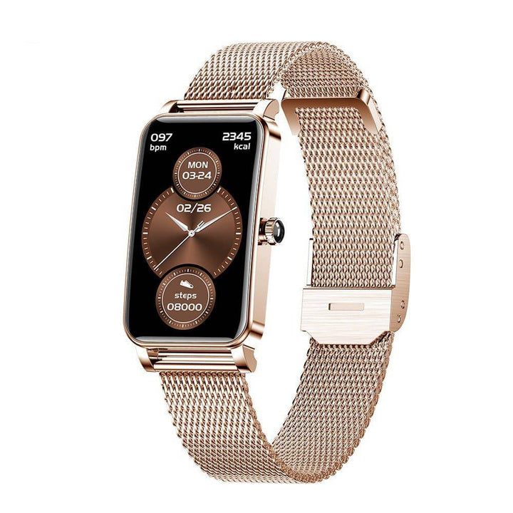 Elegant women's smartwatch, a stylish fitness tracker & health monitor for daily wellness. Compatible with iOS/Android.