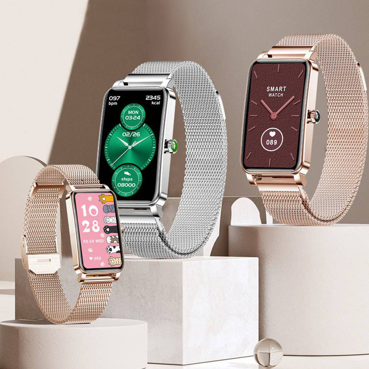 Versatile women's smartwatch: elegant design, fitness tracking, health monitoring & smart notifications. iOS/Android compatible.