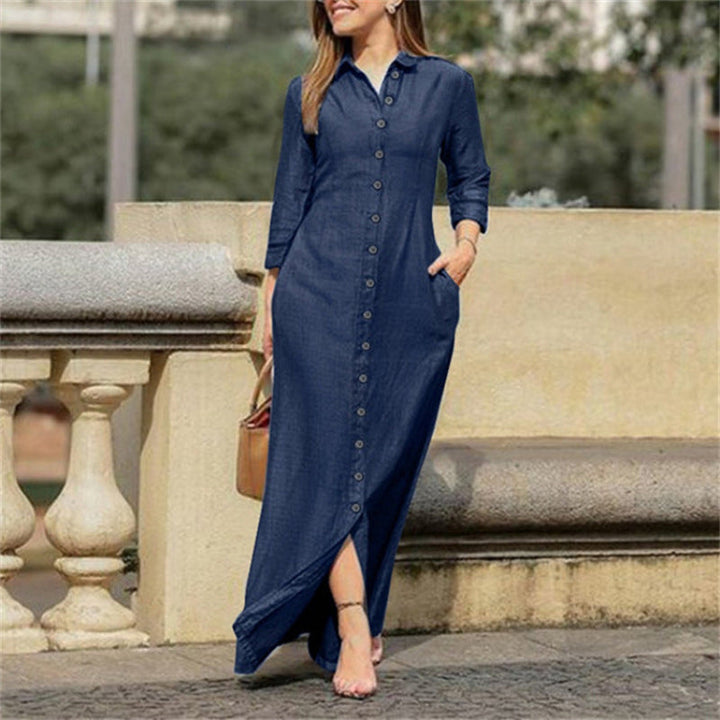 Chic women's solid maxi dress with long sleeves. Comfortable & available in all sizes for versatile fashion.