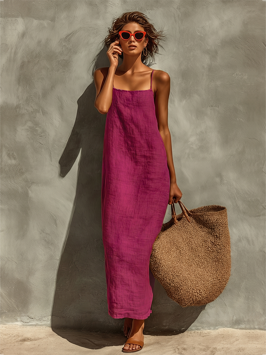 Everyday wear women's square neck maxi dress with spaghetti straps, a comfortable and stylish option.