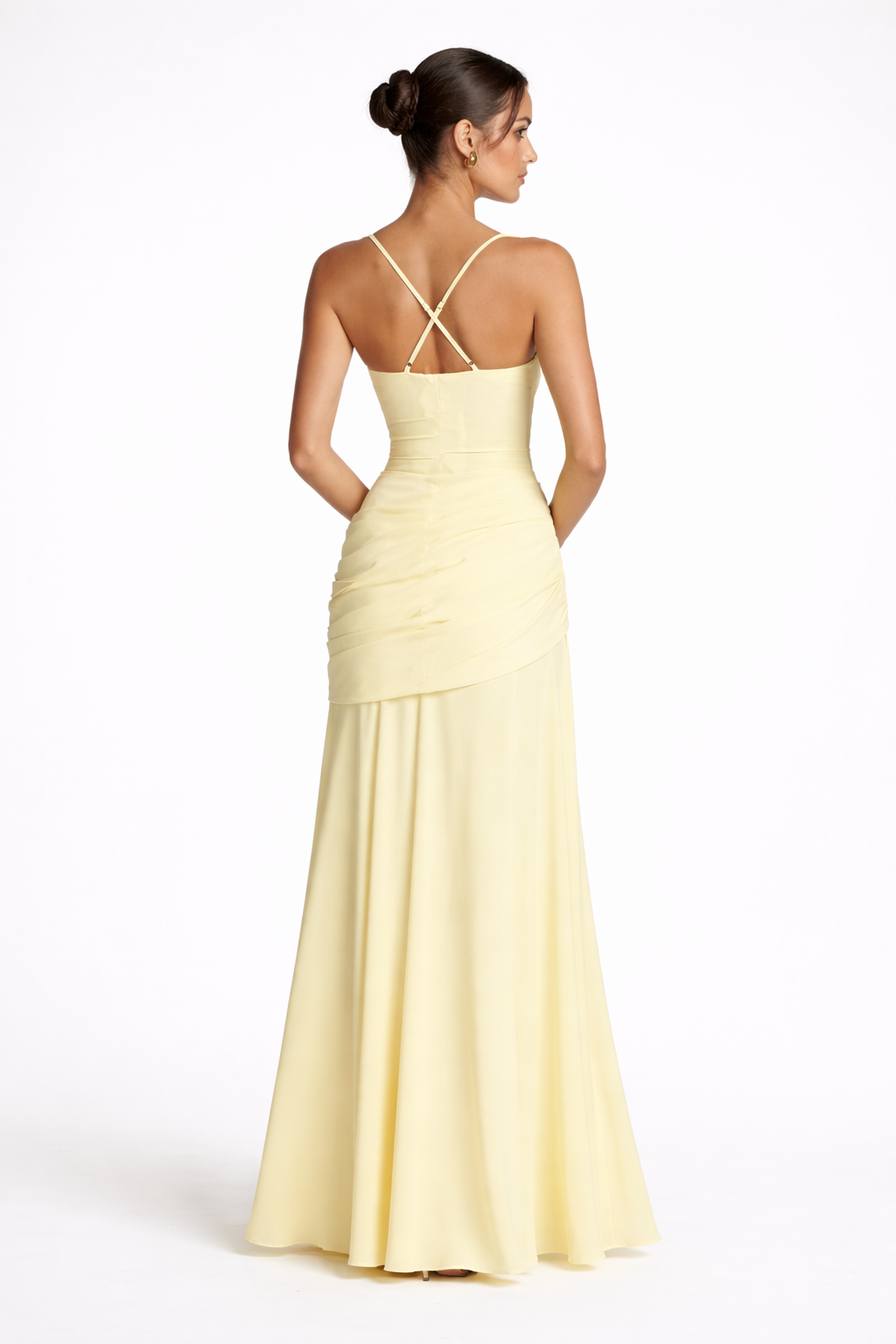 Stylish women's maxi dress featuring a chic square neck and elegant ruched waist. Ideal for special occasions.
